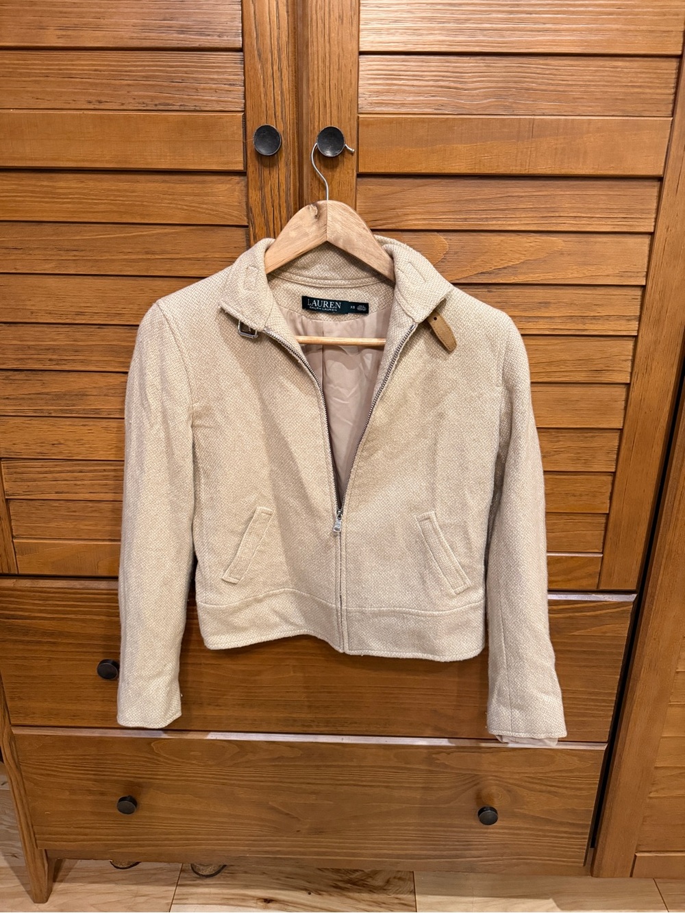 Lauren Ralph Lauren Women's Beige Zip-Front Jacket XS